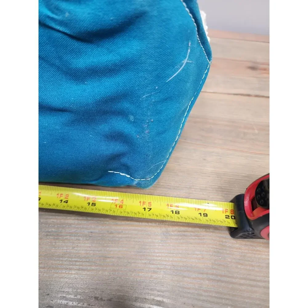 VTG 90s Large LL Bean Boat & Tote Teal Canvas Bag Distressed Stained